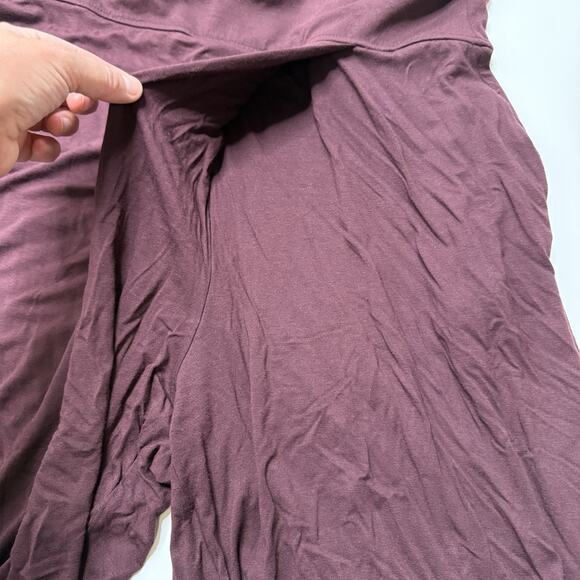 Eileen Fisher Jumpsuit Casis Moc Wrap Burgundy Stretch Jersey Wide Leg Faux L - Picture 11 of 14